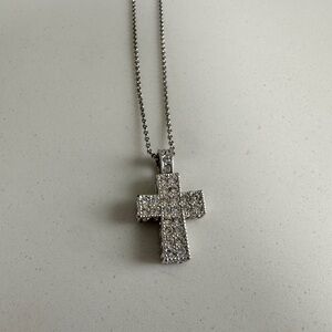 Elegant Swarovski Silver Cross Pendant Necklace